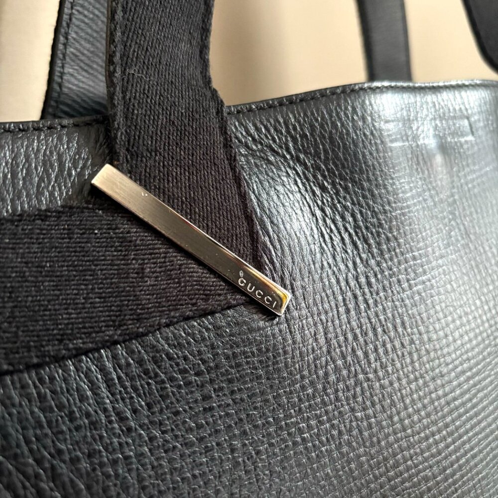 90s Vintage Tom Ford Era Gucci Leather Web Tote - Picture 2 of 14